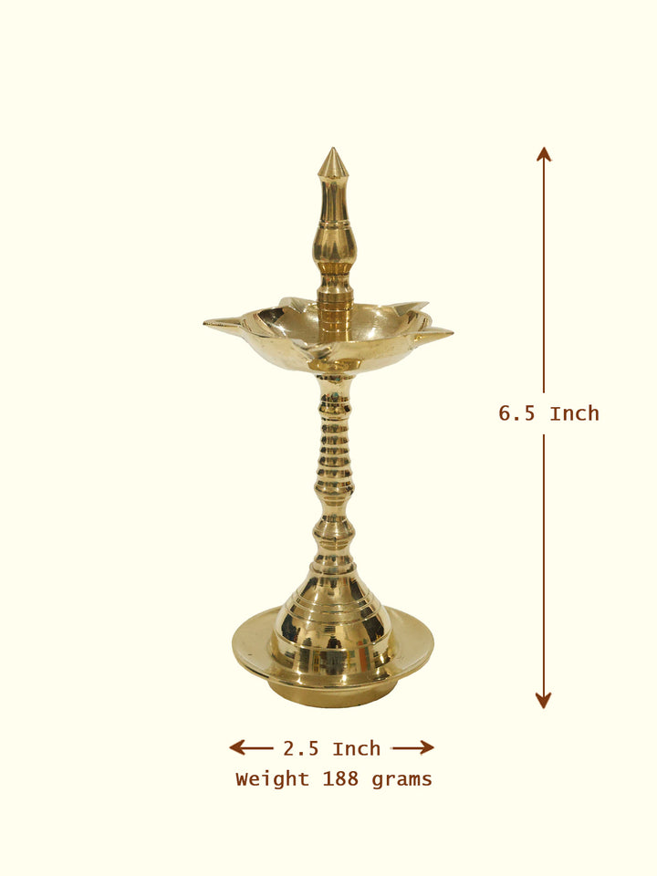 6.5" Brass Fancy Kerala Kuthu Vilakku