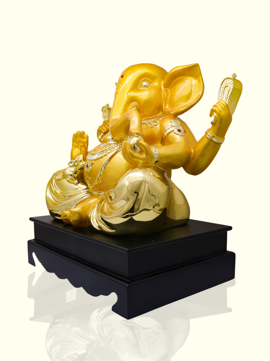 13.5" Ganapathy Statue in Sitting Position (Yellow with Gold Colour)