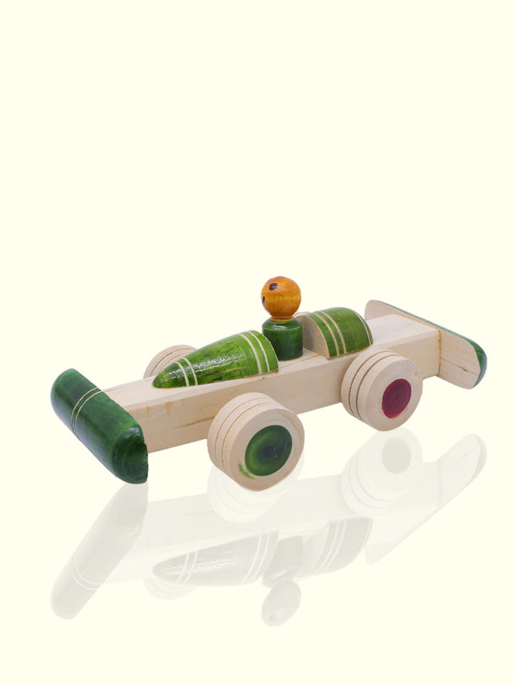 7.5 Wide Wooden Race Car Toy (Man Driving)