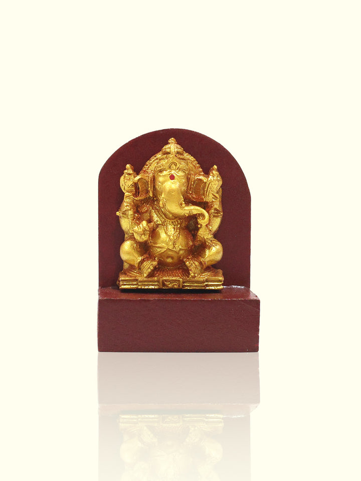 2.8" Wooden Base Ganesh