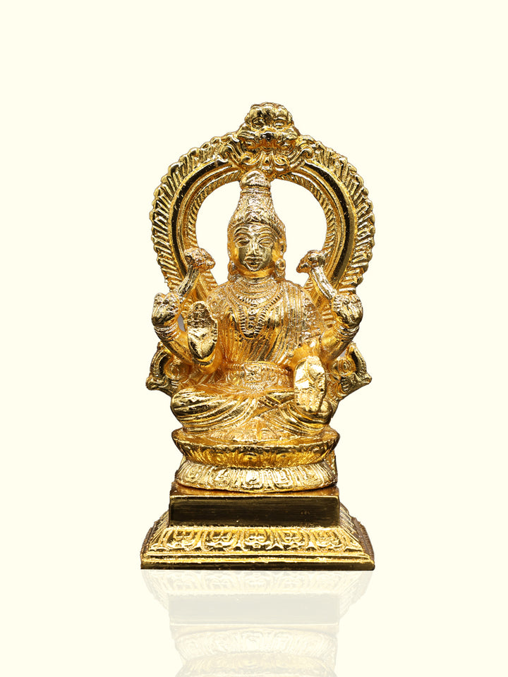 5.25" Brass Gold Lakshmi Idol With Arch