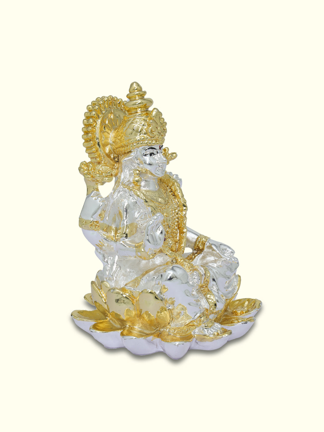 3.75" Lakshmi Sitting on Lotus (Silver with Gold Colour)