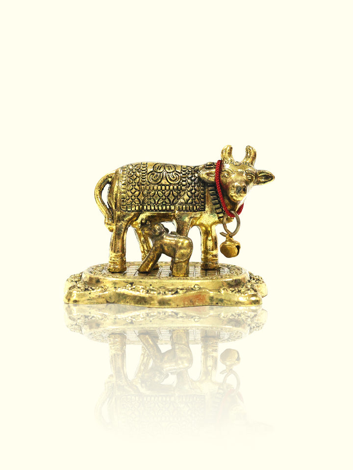 2" Metal Cow with Calf Idol