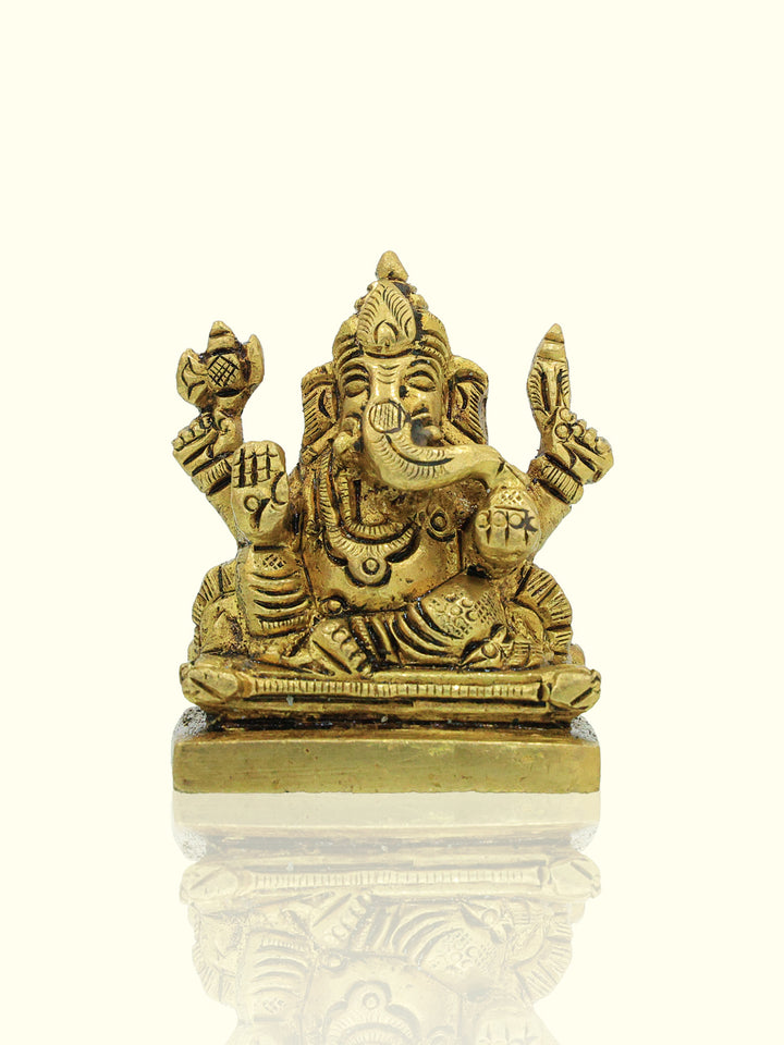 2.2" Brass Ganesh Idol with Square Base