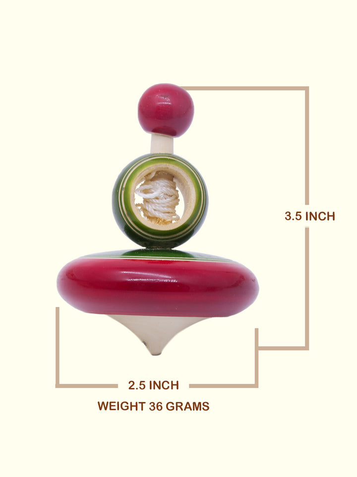 3.5" Wooden Spinning Top Toy with Thread (Bambaram)