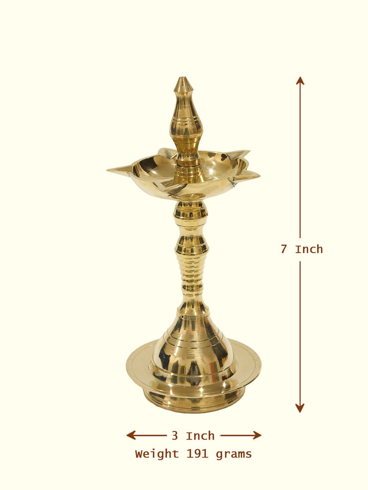 7" Brass Fancy Kerala Kuthu Vilakku