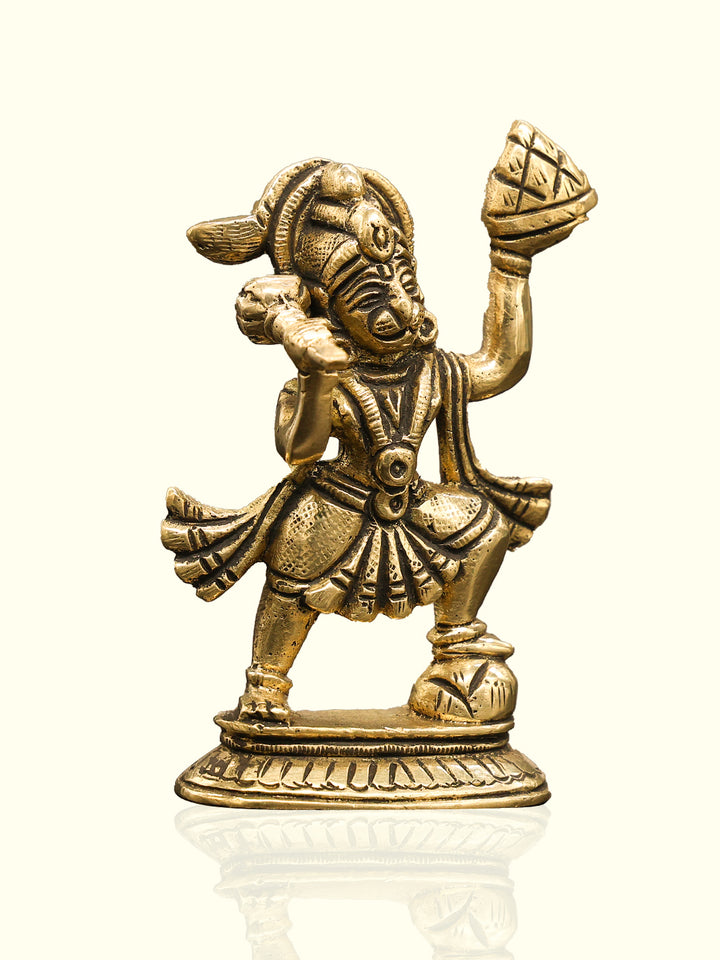 3.5" Brass Hanuman Idol Holding Sangeevi Hill