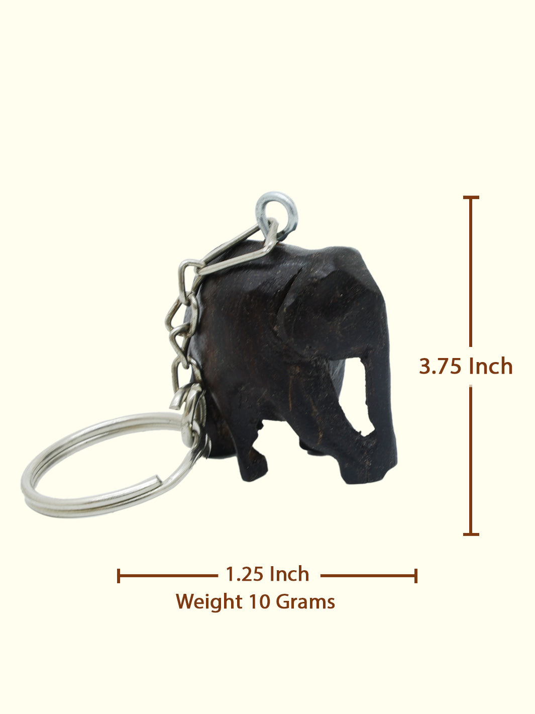 3.75" Wooden Elephant Keychain (Black Colour)