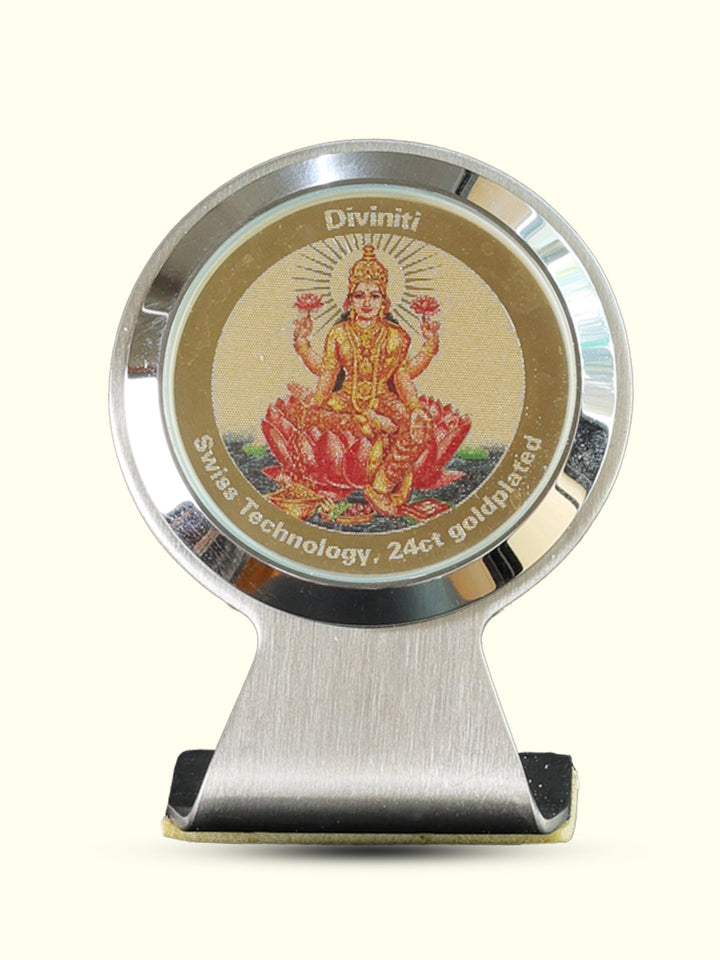 2.25" Dhana Lakshmi for Car Dashboard (Gold Plated Steel Frame)