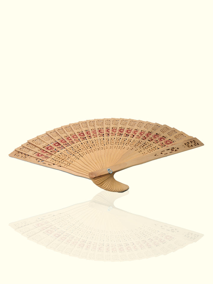 13" Wide Handmade Wooden Folding Fan