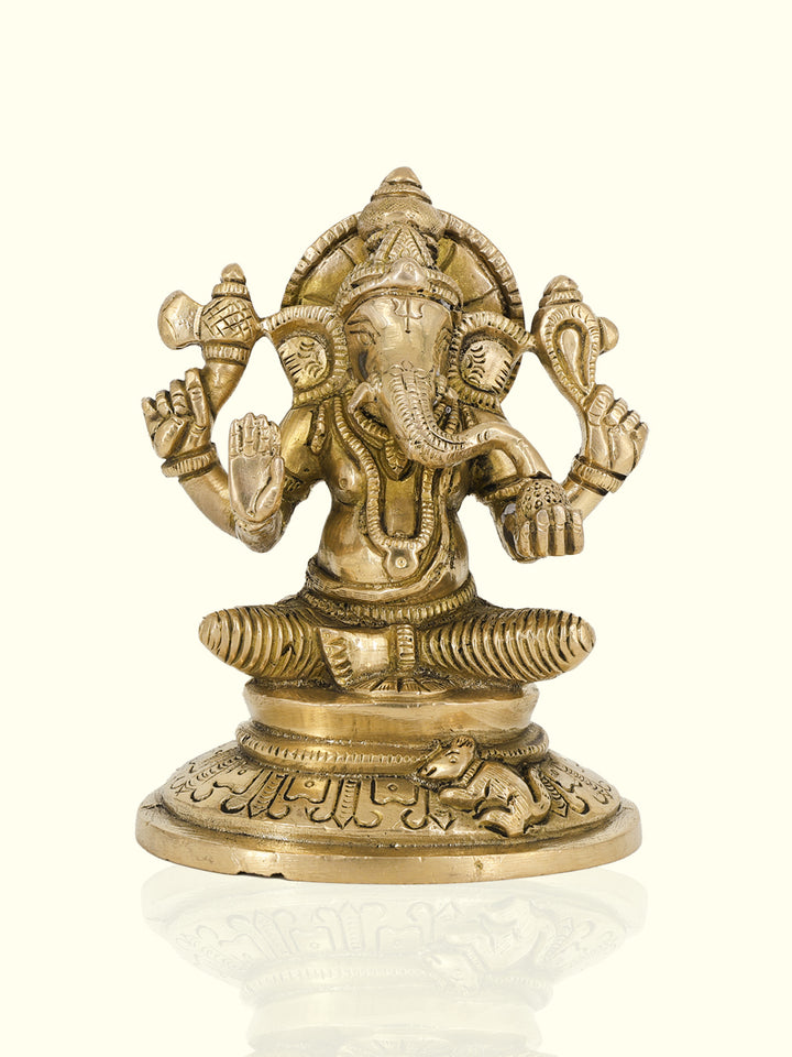 6” Majestic Brass Oval Lotus Base Ganesh