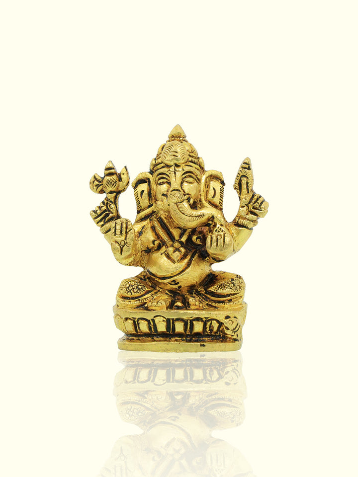 2.3" Brass Ganesh Idol with Oval Base