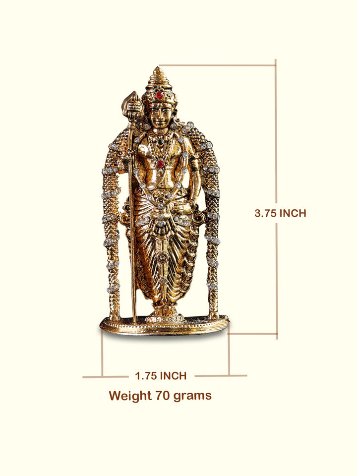 3.75" மலேஷியா முருகன் சிலை கார் டேஷ்போர்டு மற்றும் மேசை அலங்காரம் (நின்று நிலை)