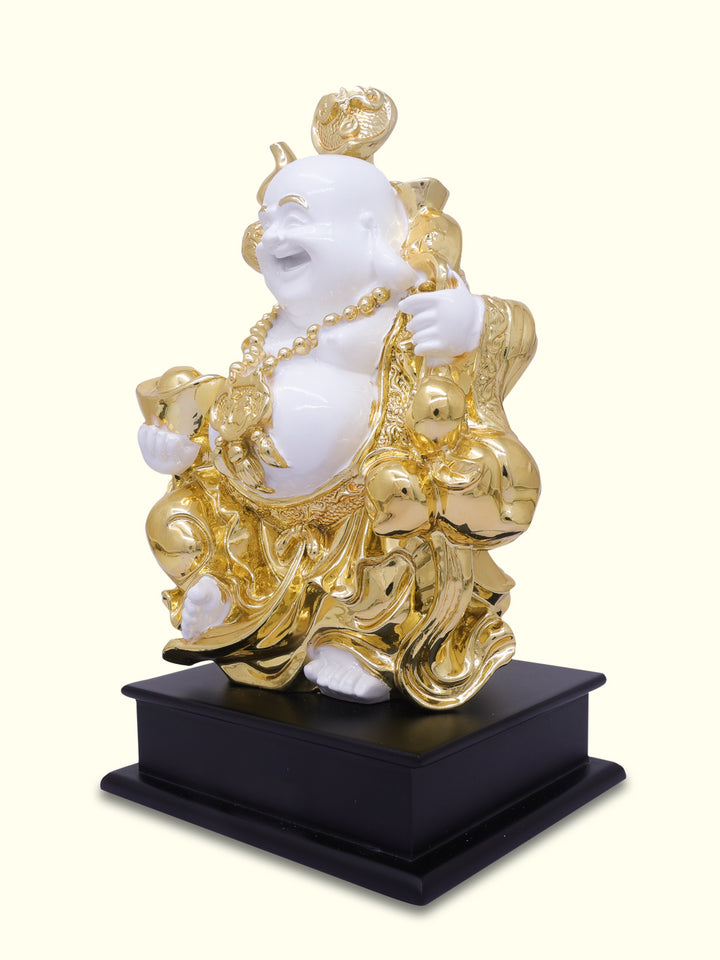 7.5" Laughing Budai in Standing Position (White with Gold Colour)