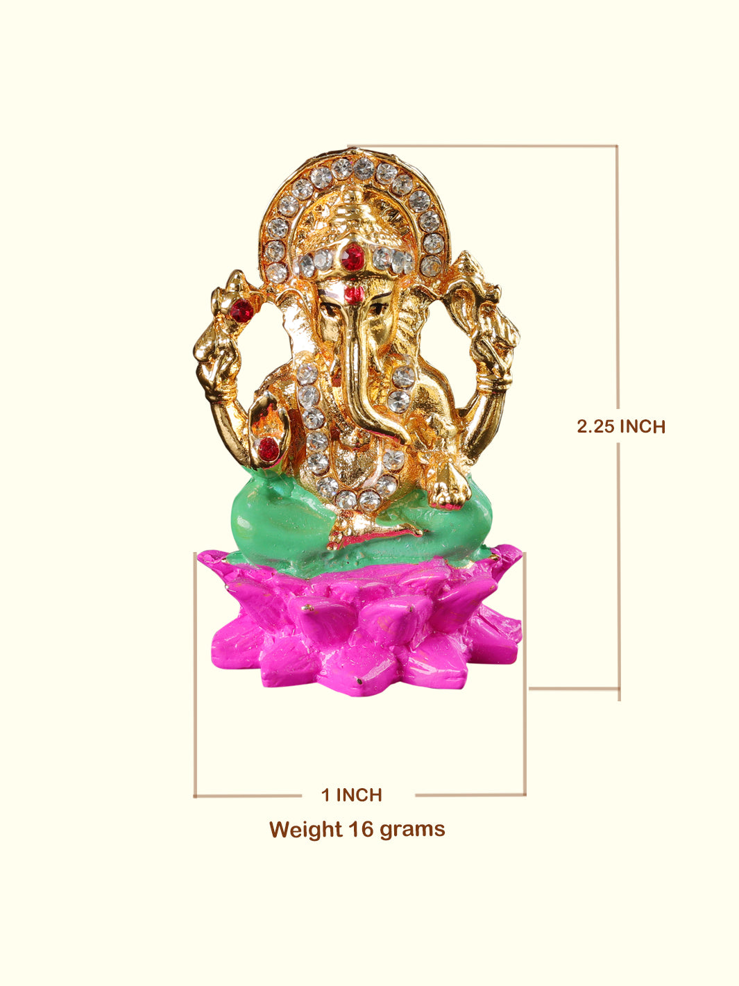 2.25" கார் டேஷ்போர்டு மற்றும் டேபிள் அலங்காரத்திற்கான தாமரை மீது கணபதி