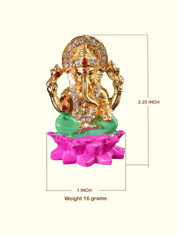 2.25" Ganapathy on Lotus for Car Dashboard & Table Décor