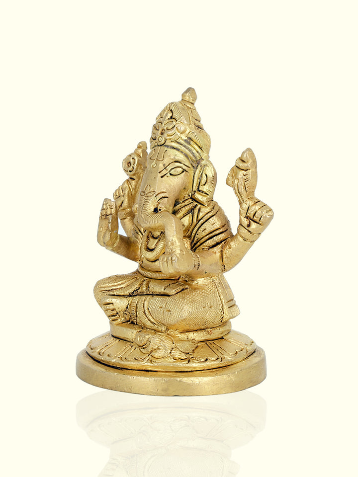 3.5”  Brass Round Base Ganesh