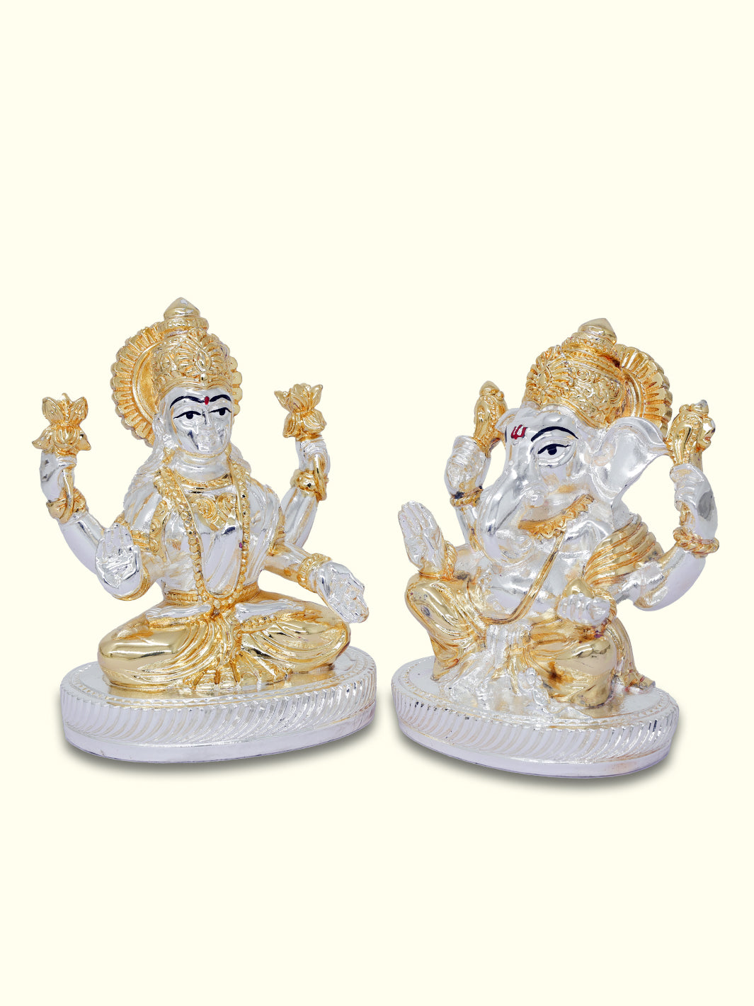 4" Ganapathy and Lakshmi (Gold with Silver Colour)