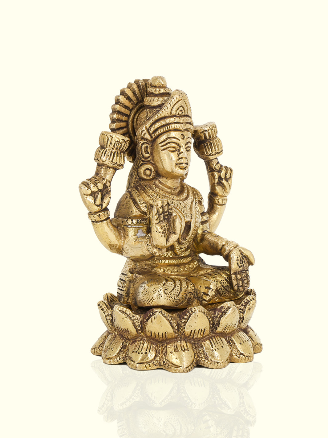 4" Brass Lotus Base Lakshmi