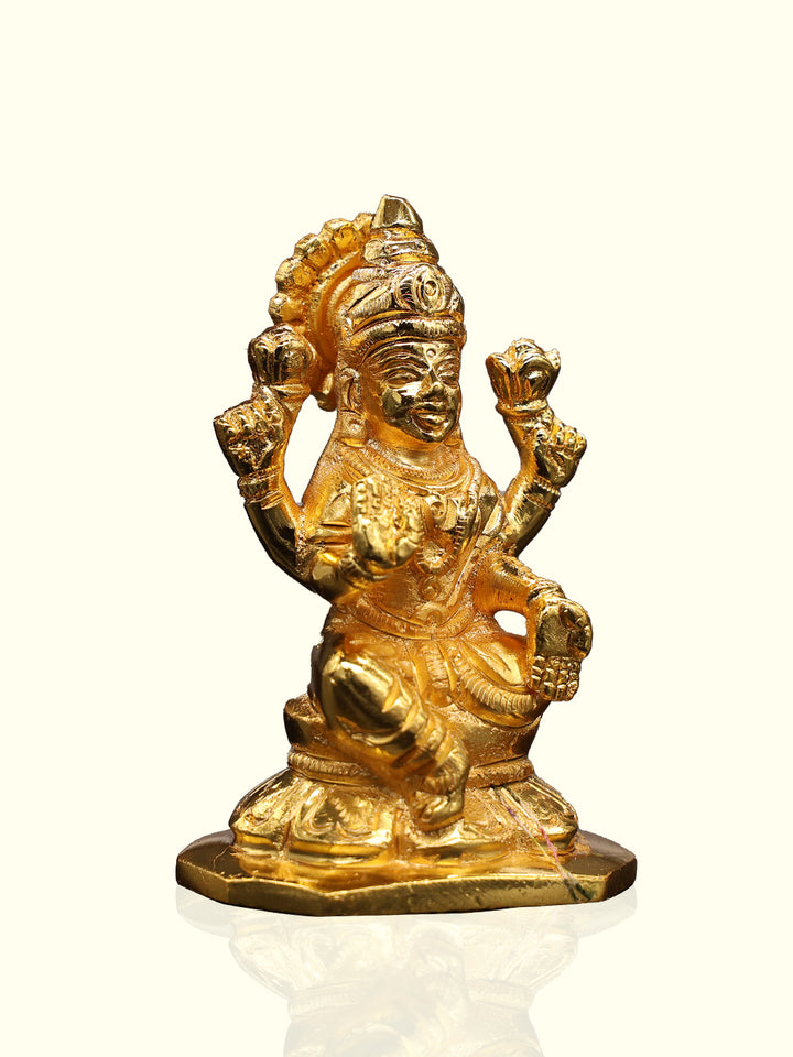 3" Brass Gold D-Base Lakshmi Idol