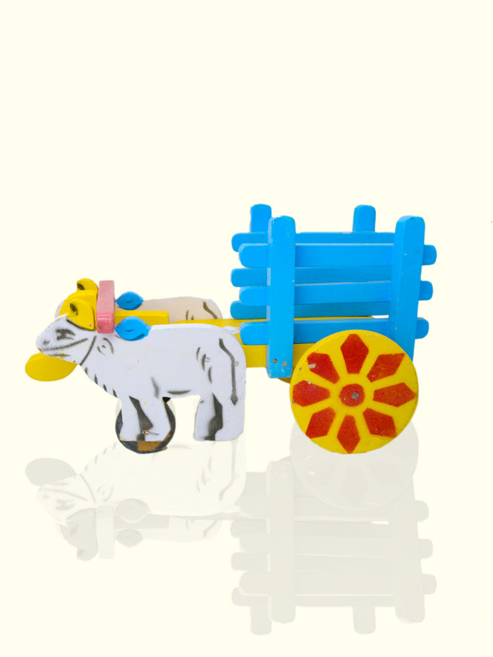 12" Wooden Bullock Cart Toy for Kids and Home Decoration