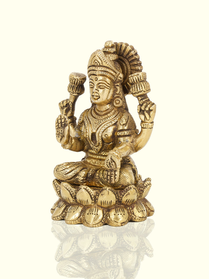 4" Brass Lotus Base Lakshmi