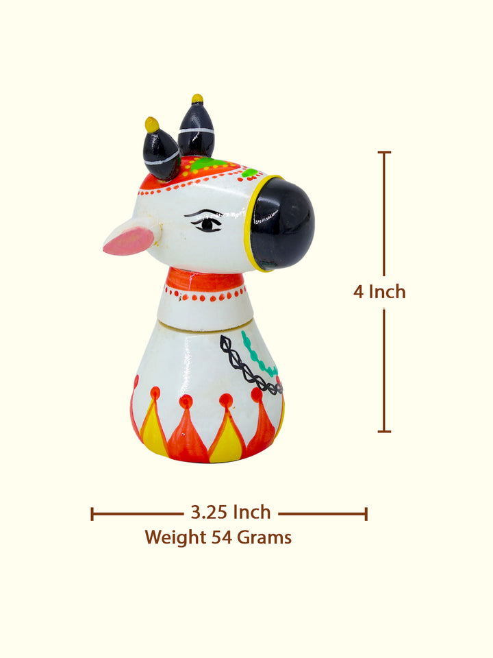 4" Holy Nandi Head Shape Storage Container (Wooden)