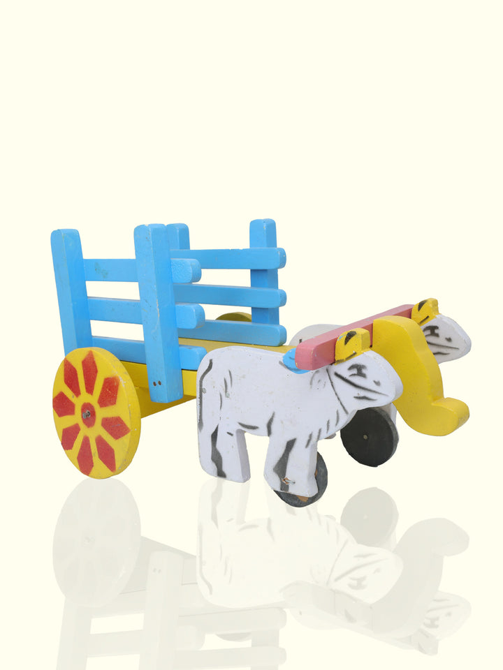 12" Wooden Bullock Cart Toy for Kids and Home Decoration