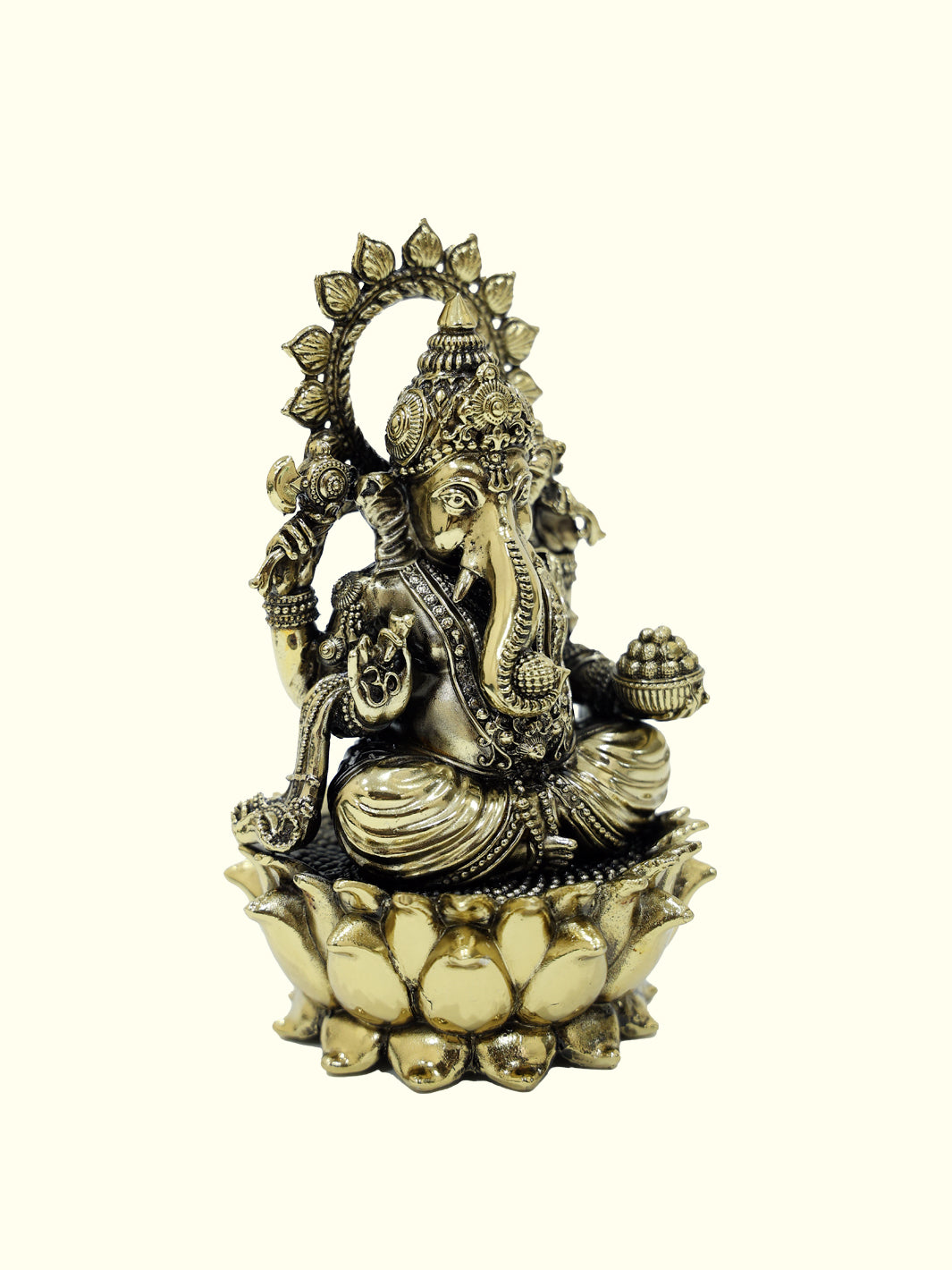 9" Special Antique Lord Ganesh Idol Sitting on a Lotus