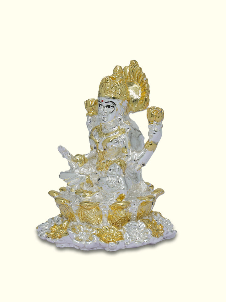 3" Lakshmi Sitting on lotus (Silver with Gold Colour)