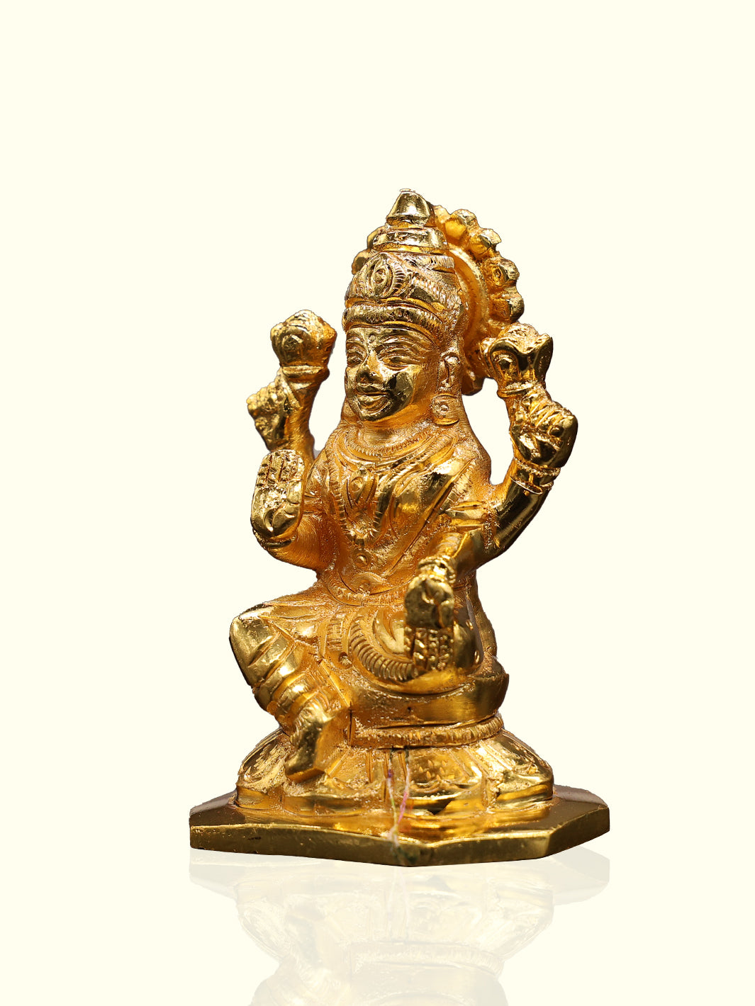 3" Brass Gold D-Base Lakshmi Idol