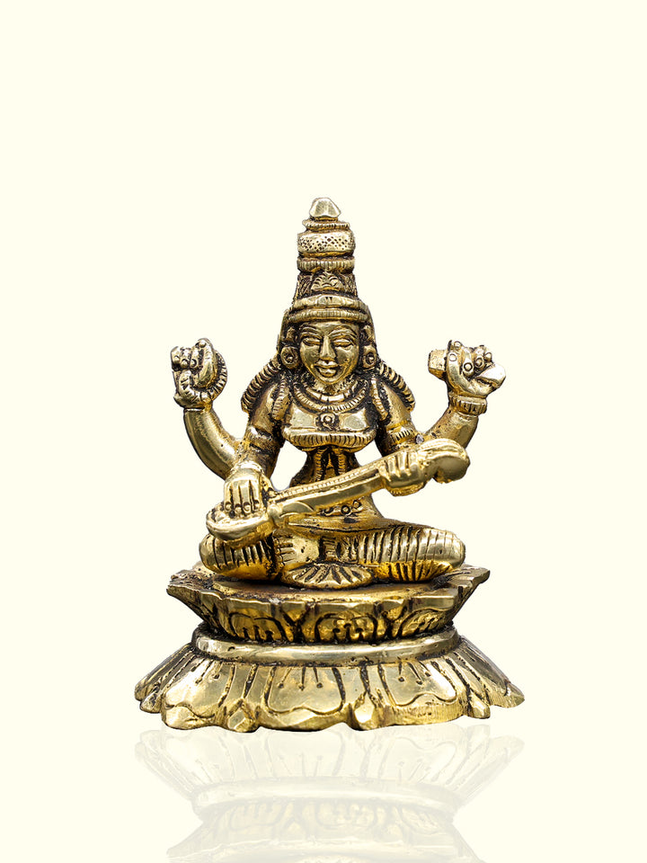 3.5" Brass Saraswathi Idol