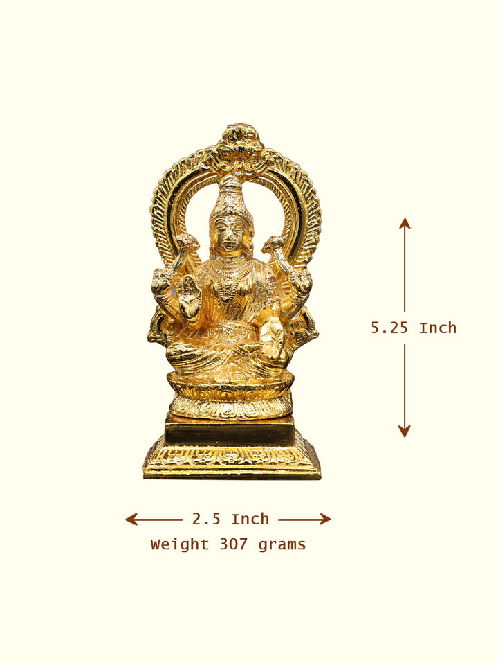 5.25" Brass Gold Lakshmi Idol With Arch