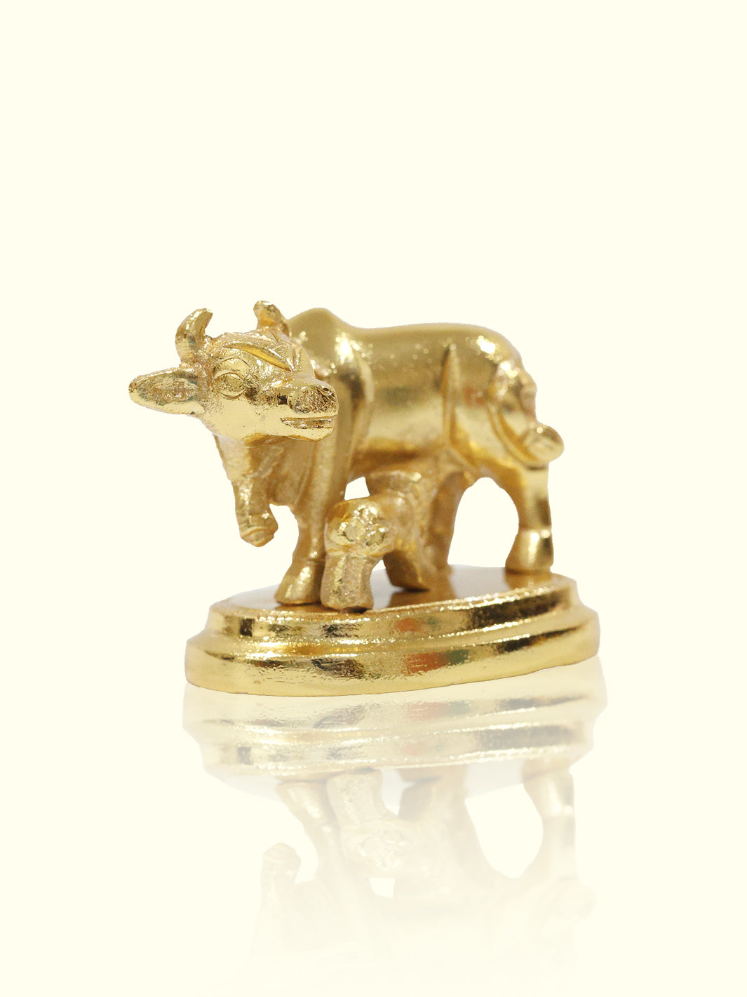 1.8" Brass Gold Cow with Calf Idol