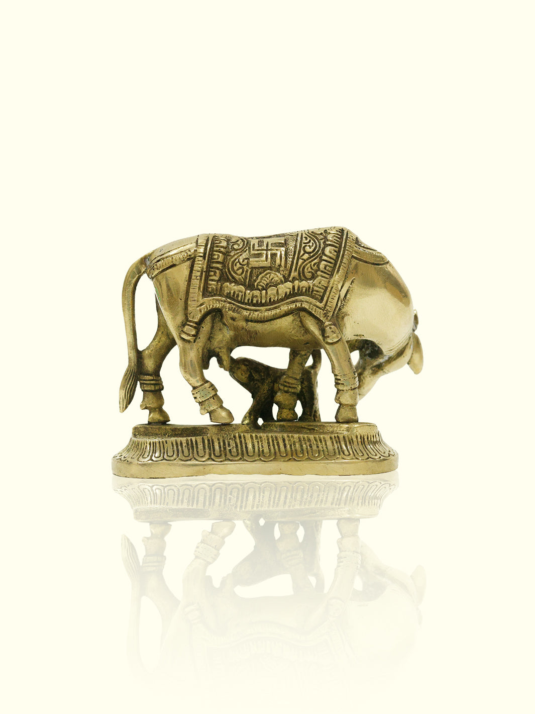 3.5" Brass Cow with Calf Idol