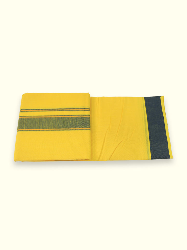 Men’s Single Dhoti - Yellow with Blue Border