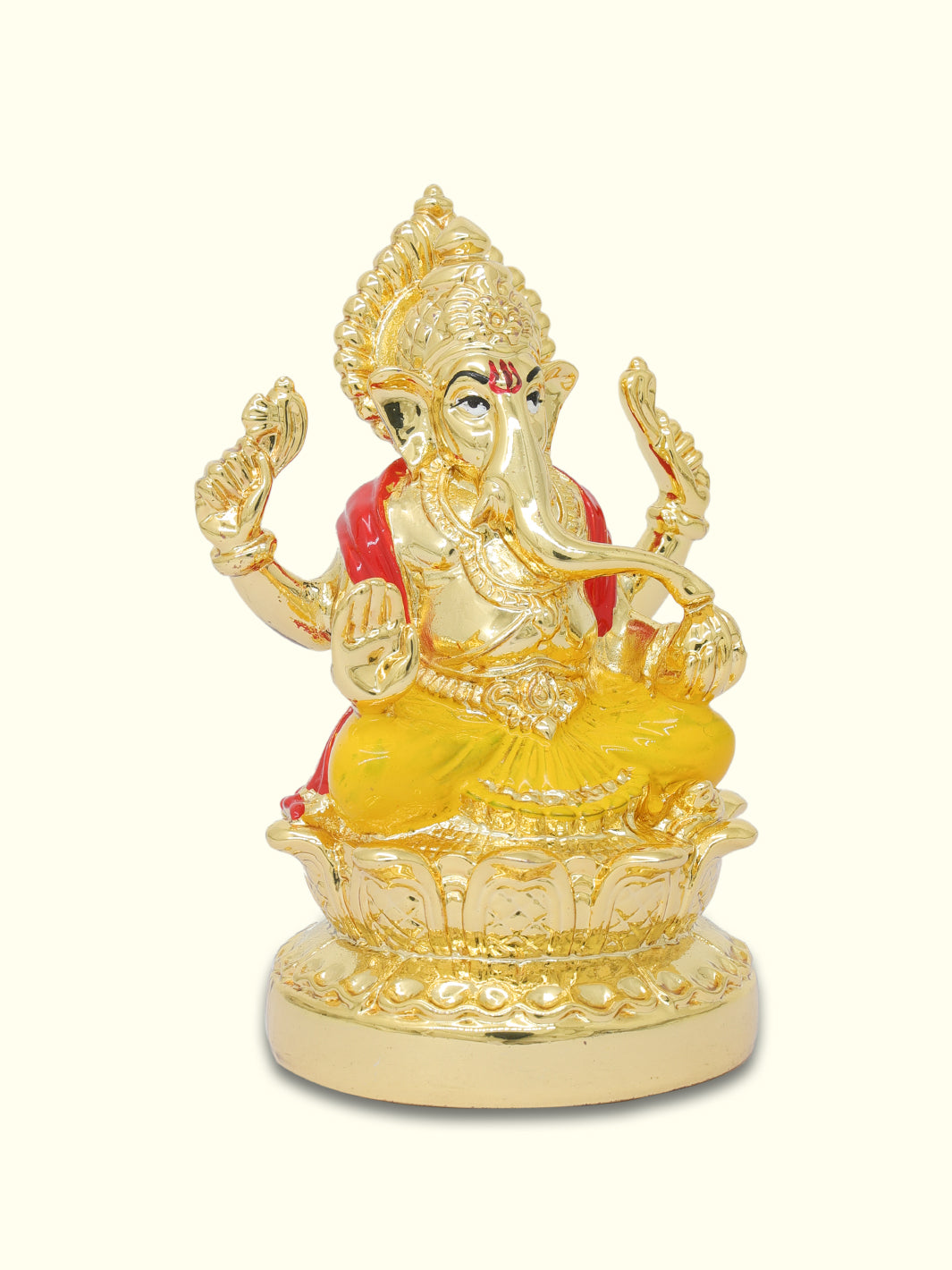 3.5" Ganapathy Sitting on Lotus (Gold Colour)