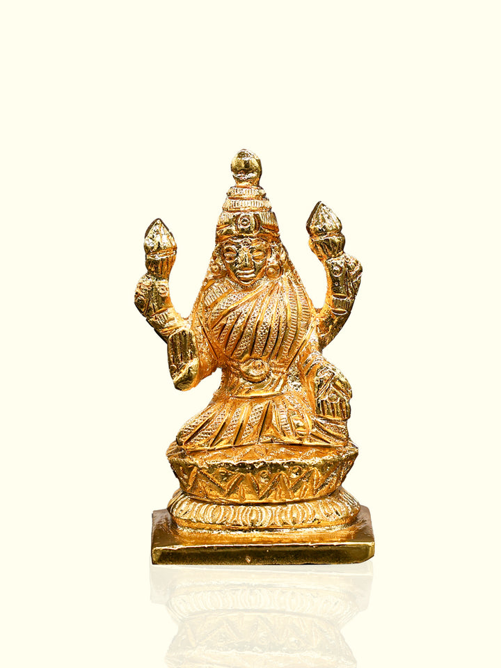 2.5" Brass Gold Lakshmi Idol