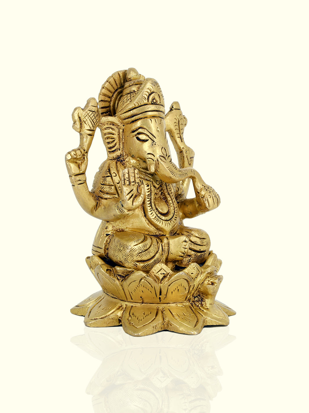 4” Brass Lotus Base Ganesh