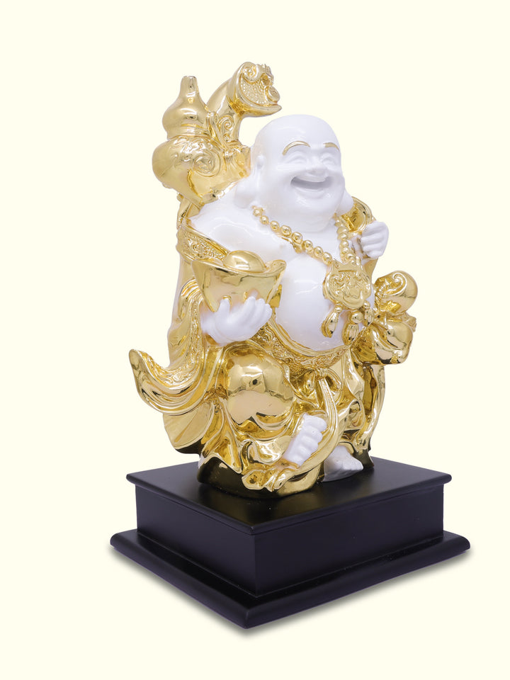 7.5" Laughing Budai in Standing Position (White with Gold Colour)