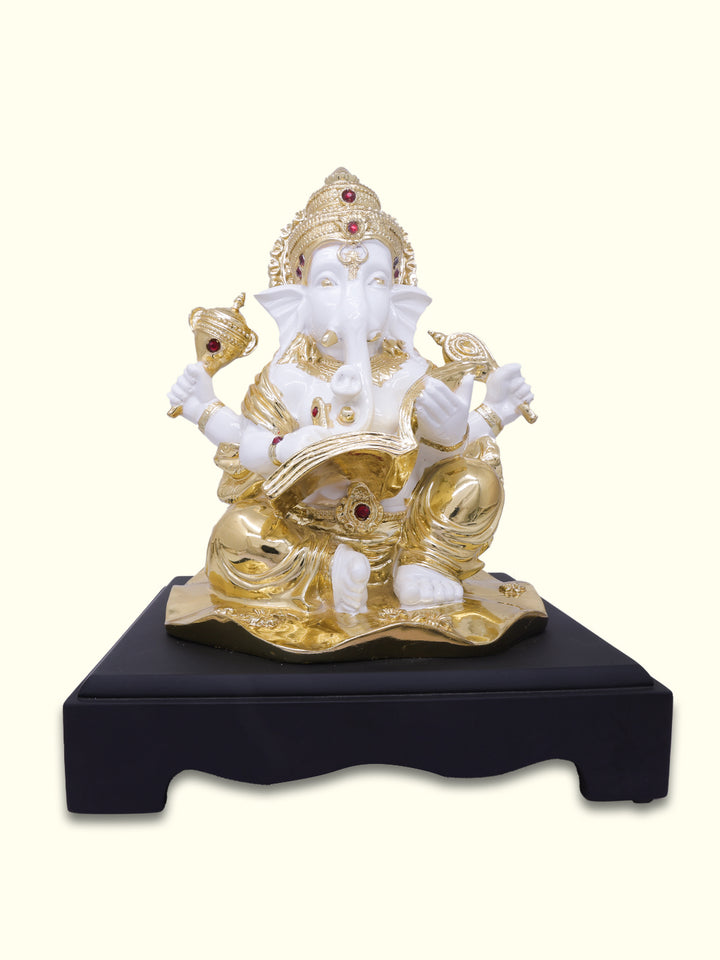 11.5" Ganapathy (White with Gold Colour)