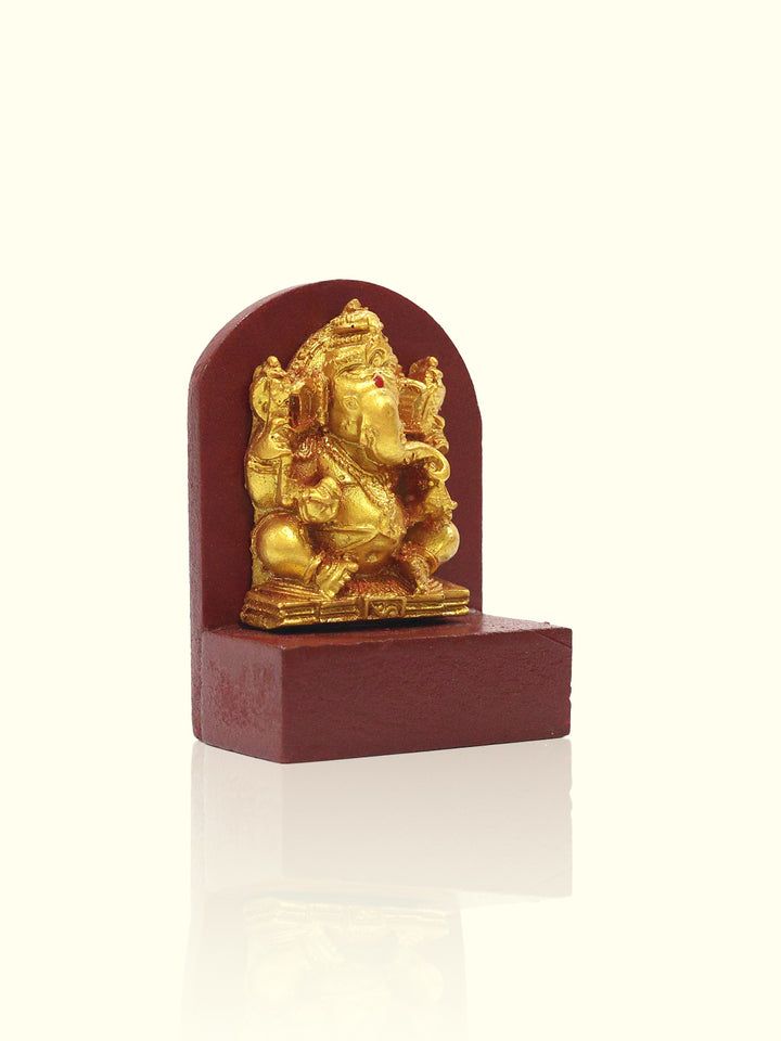 2.8" Wooden Base Ganesh