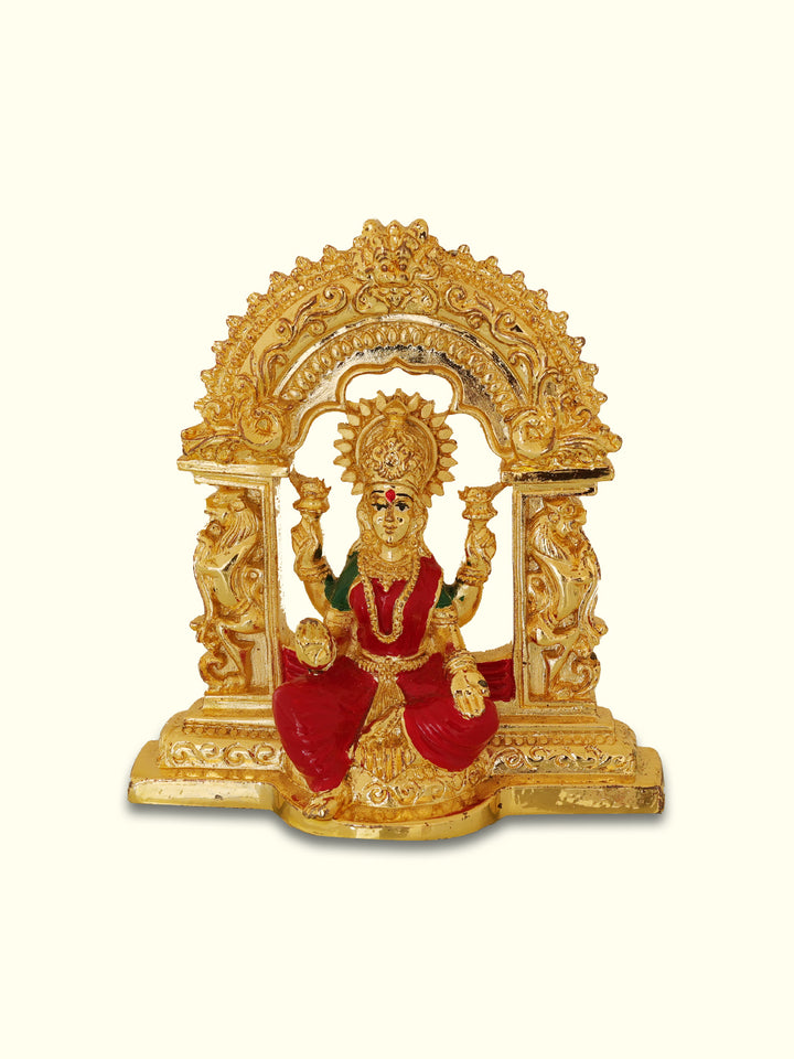 4" Lakshmi with Red Sari and Arch Design