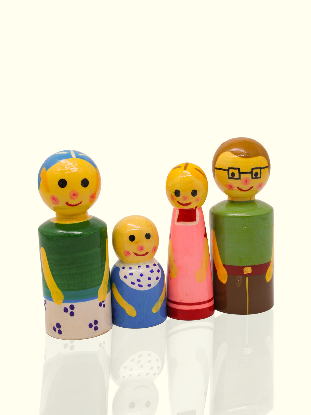 4" Wooden Peg Dolls (Family Set) for Kids and Home Decor