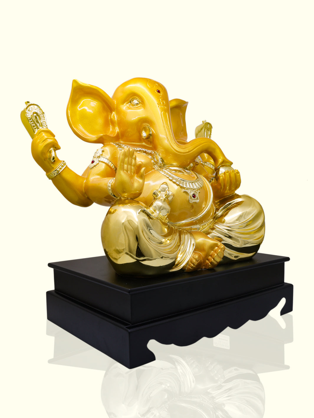 13.5" Ganapathy Statue in Sitting Position (Yellow with Gold Colour)