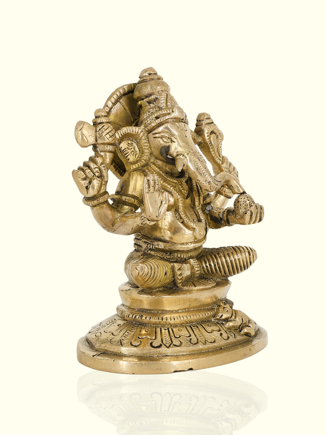 6” Majestic Brass Oval Lotus Base Ganesh