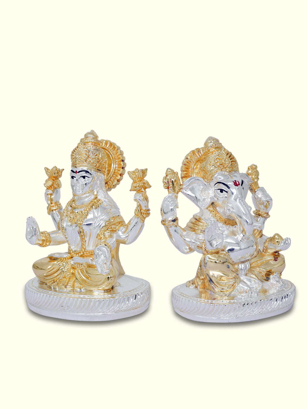 4" Ganapathy and Lakshmi (Gold with Silver Colour)