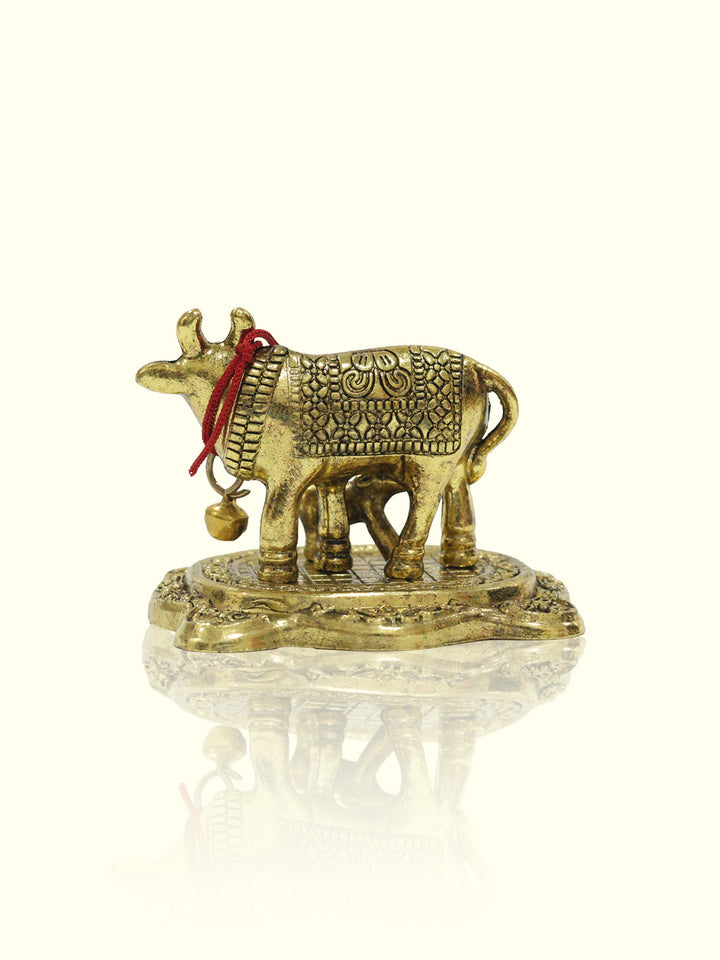 2" Metal Cow with Calf Idol