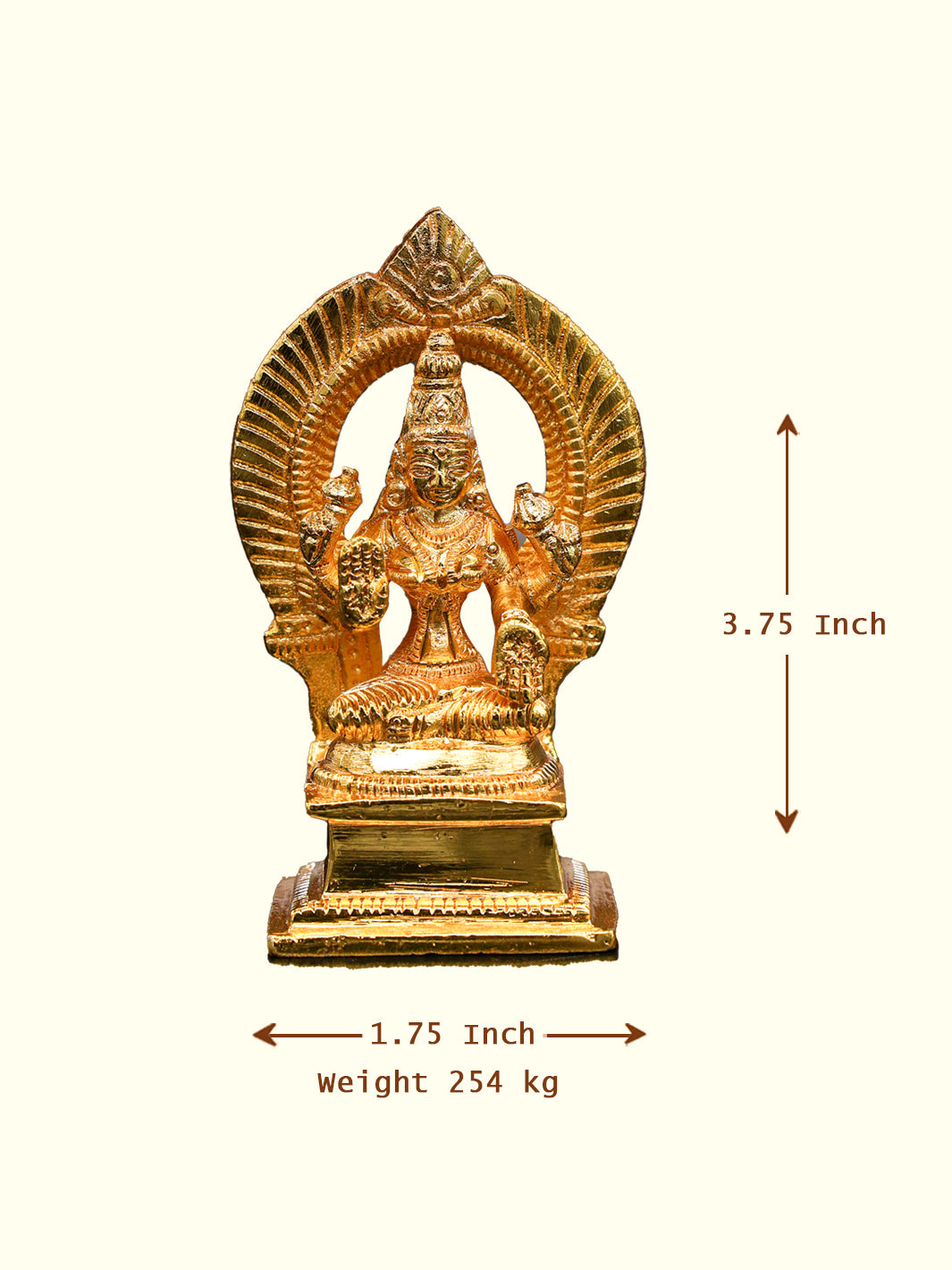 3.75" Brass Gold Arch Lakshmi Idol