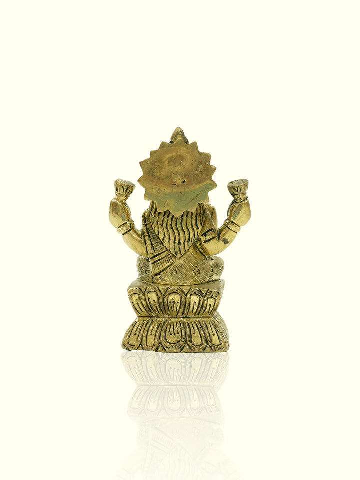 3.8" Brass Antique Square Base Lakshmi Idol